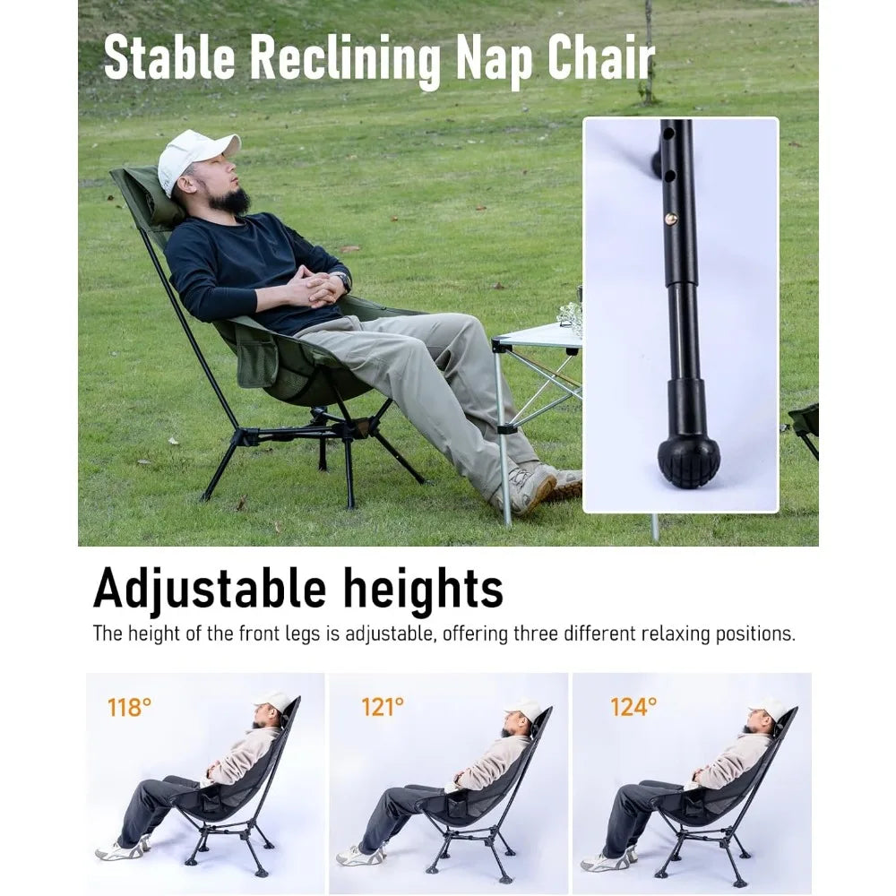 Camping Chair, Ultra Light and Compact Folding Beach Chair with Anti Sinking Feet, Triangular Frame High Backrest