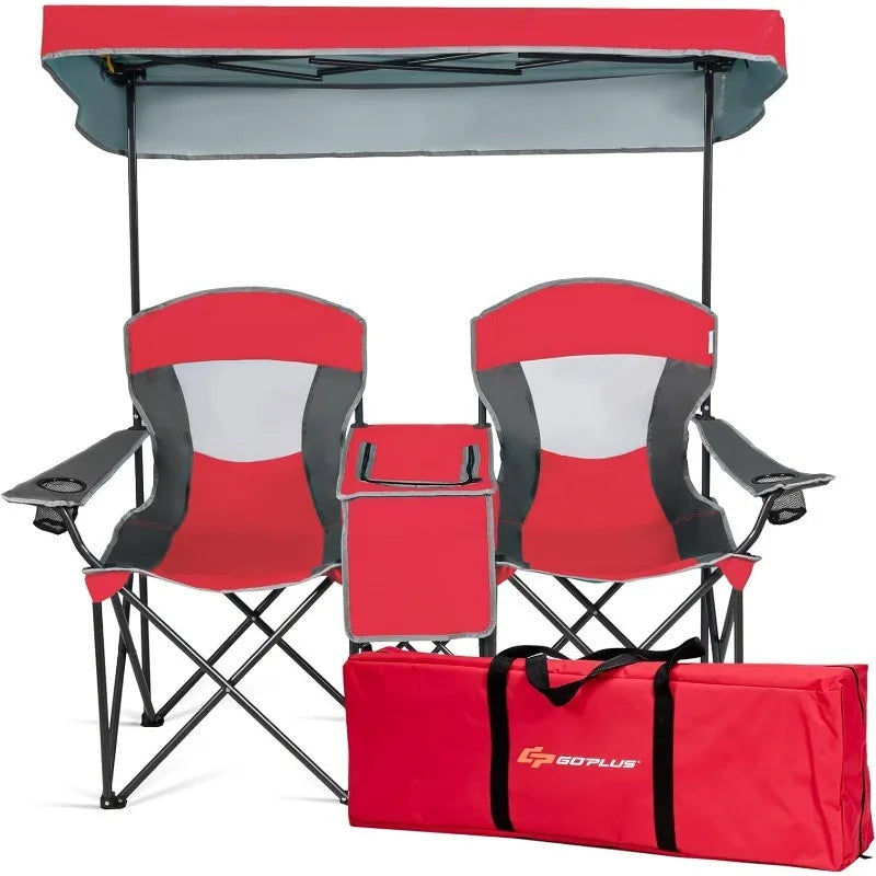 Double Beach Chair, Canopy Shade, Mini Table