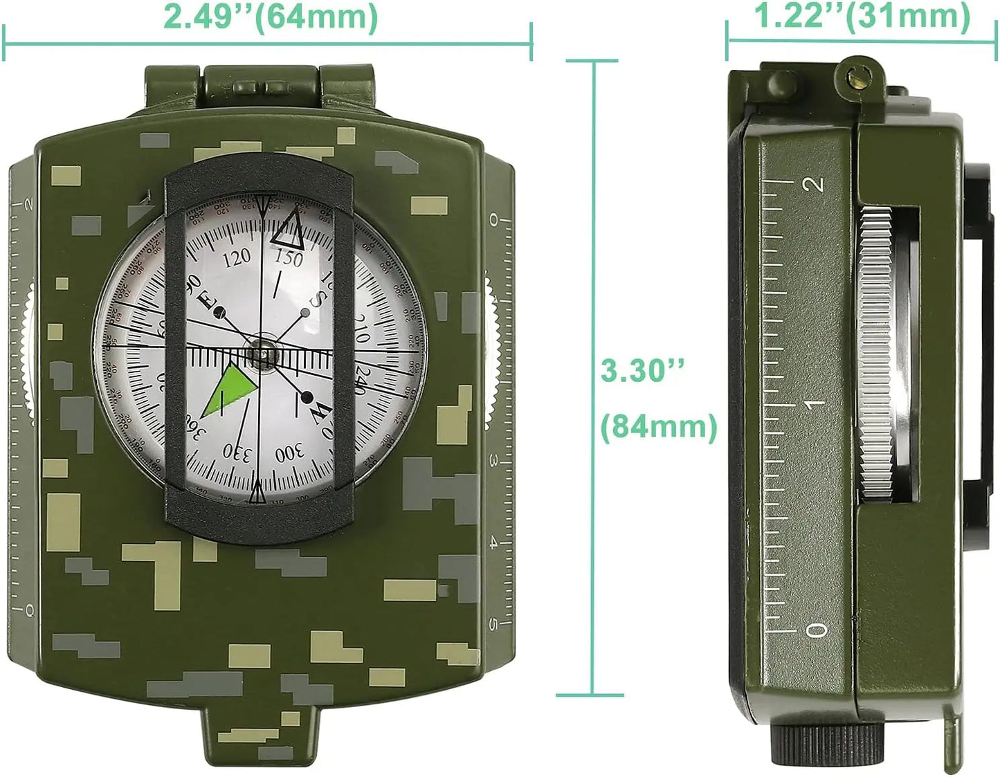 Compass, Waterproof, Sighting, Bubble Levels, Carrying Bag