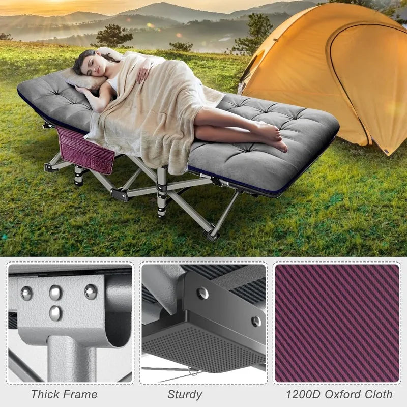 2 Pack Folding Camping Cot W/Mattress