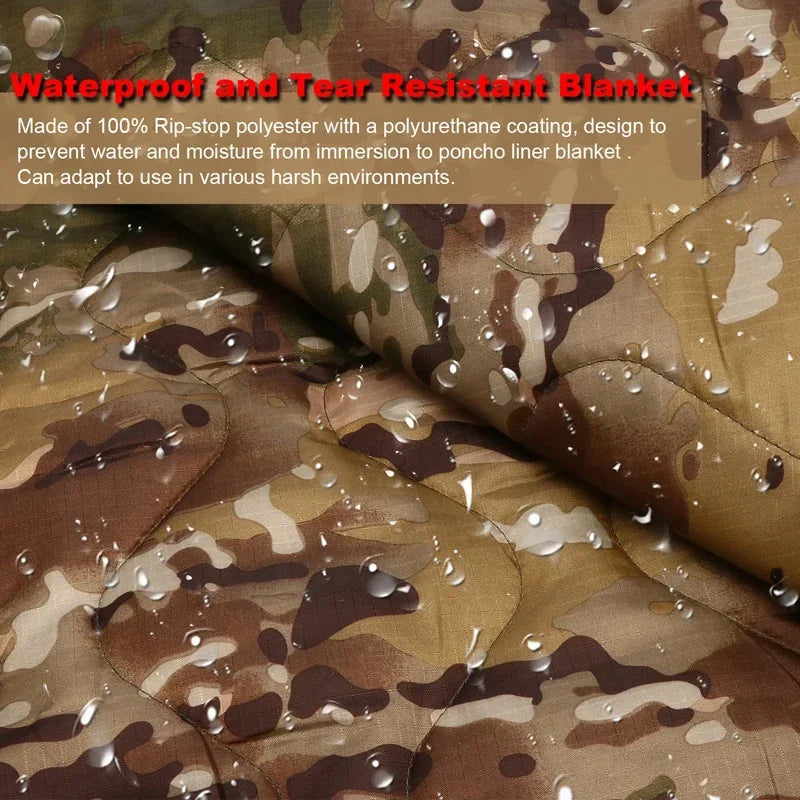 Poncho Liner Camouflage Water Repellent Quilted Blanket