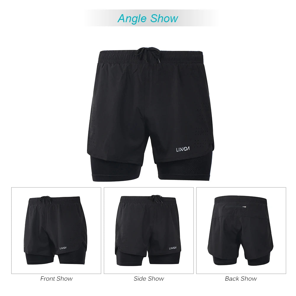 Men's 2-in-1 Running Shorts Quick Drying Breathable