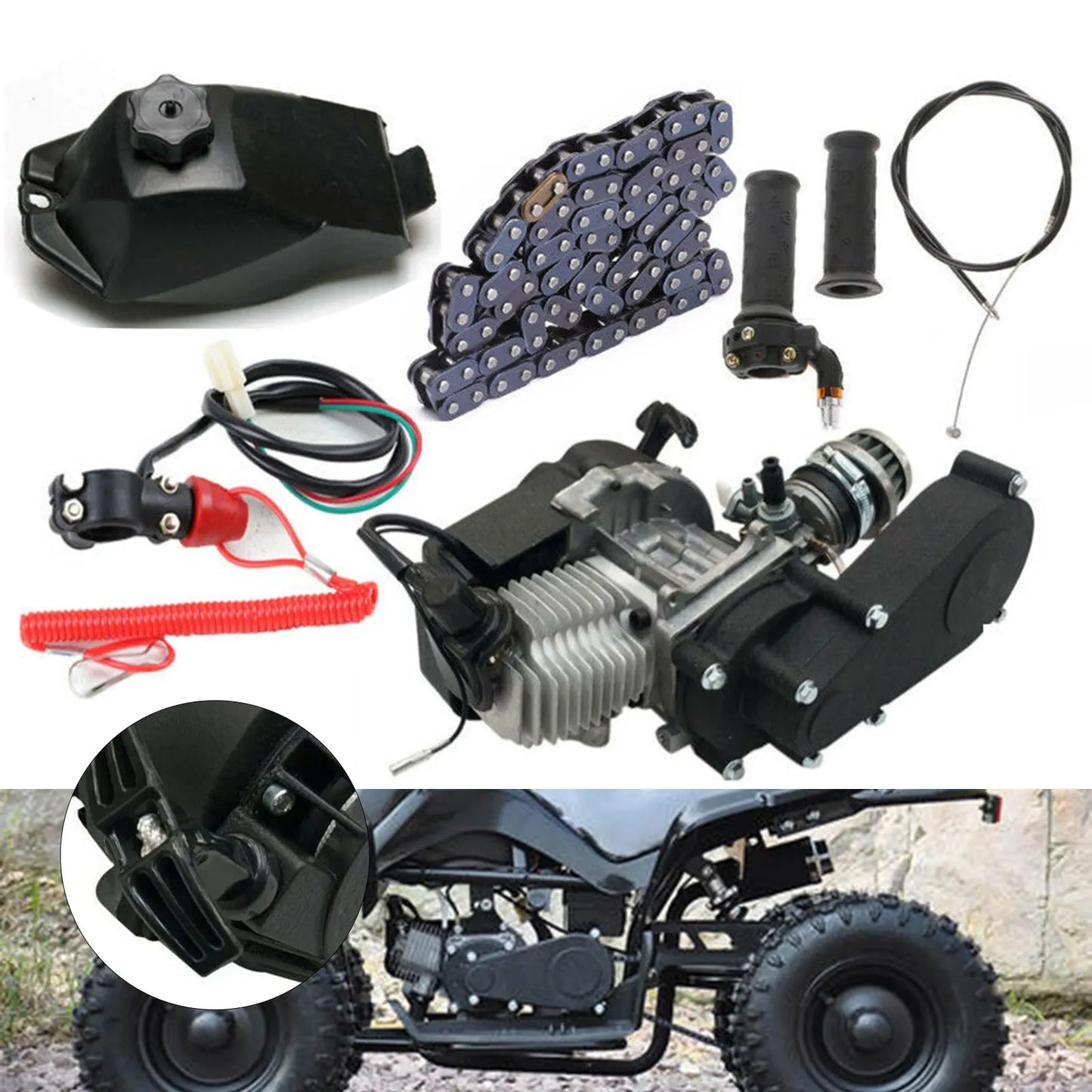 49CC Pull Start Engine Motor Gear Box