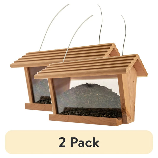 2 Pack Red Cedar Hopper Bird Feeder