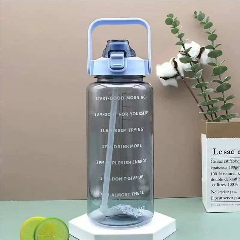 2 Liter Water Bottle with Straw Portable