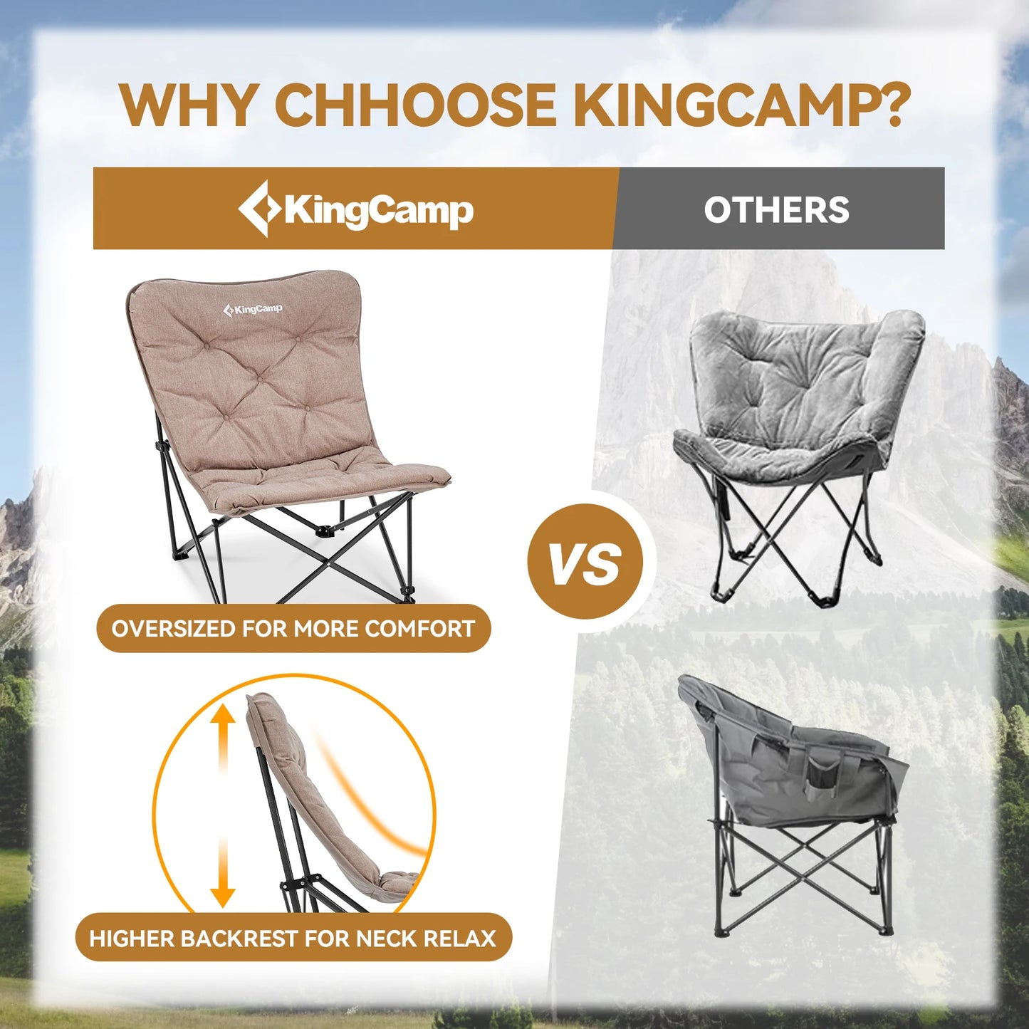 KingCamp Comfortable Butterfly Chair, with Upholstered Seat