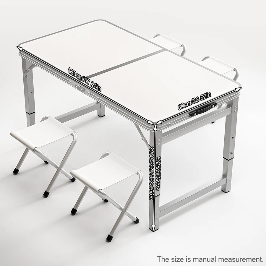 Outdoor, portable folding table with handle
