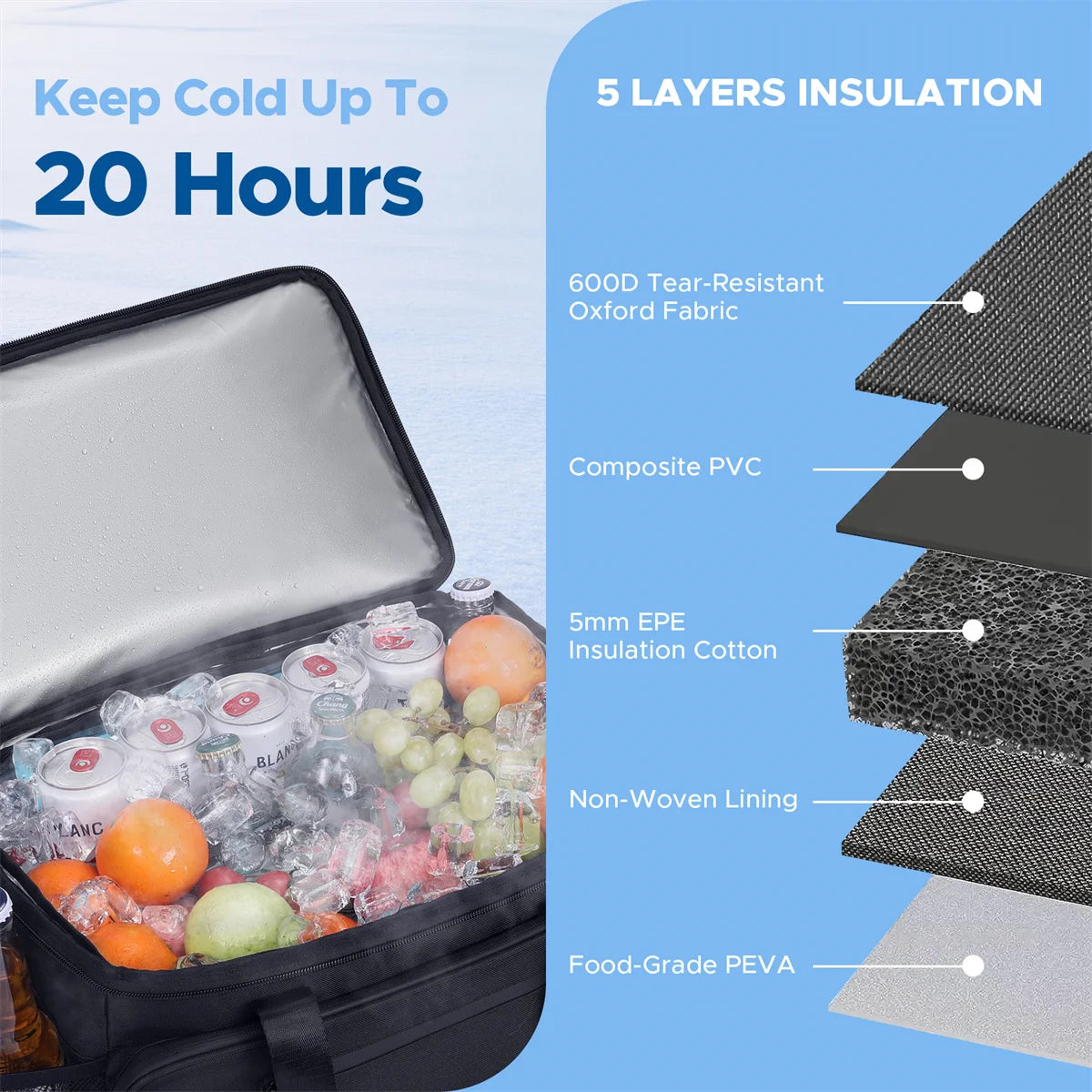Leakproof, Collapsible, Soft Sided Cooler, Camping Cooler