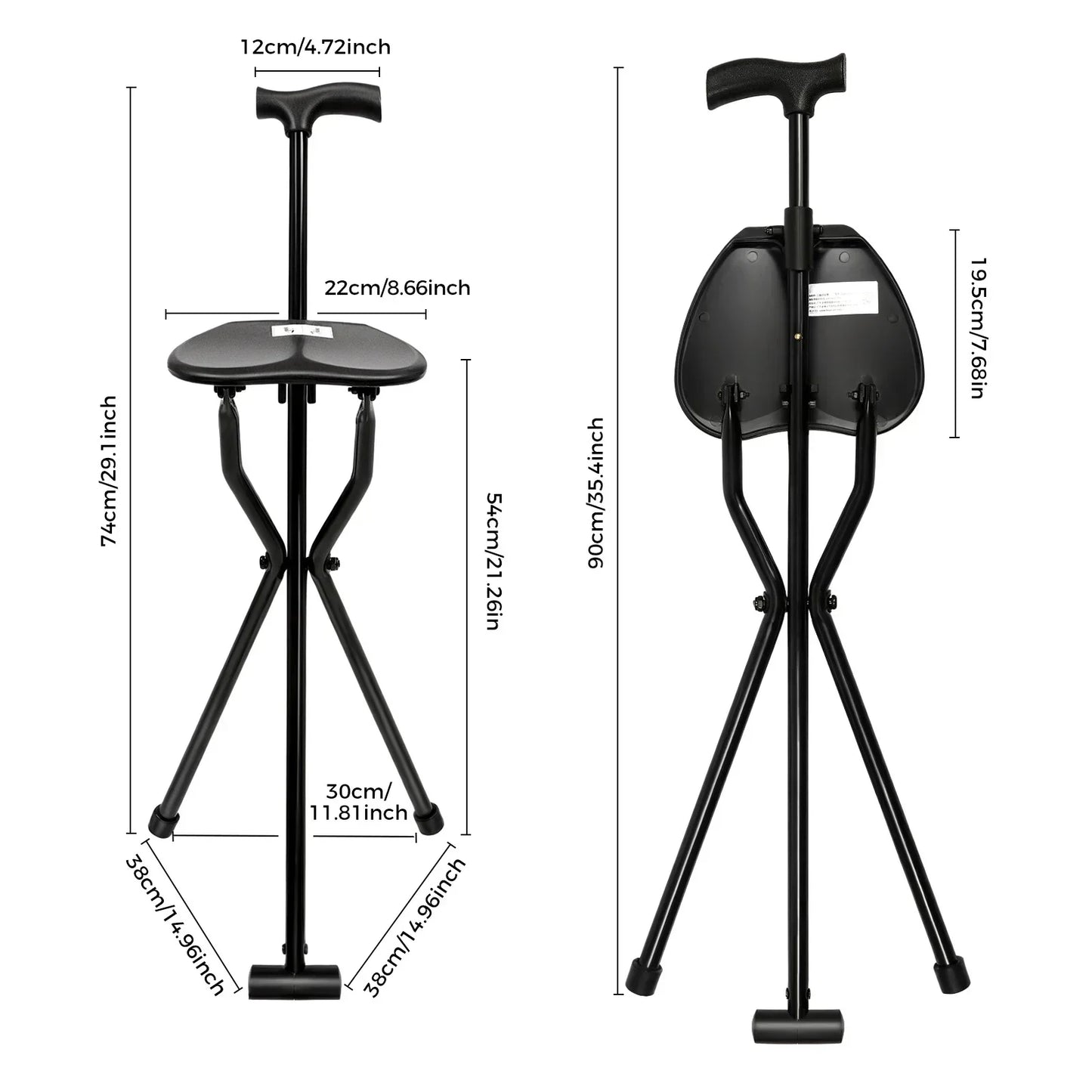 Folding Seat Walking Cane 249 lbs. load