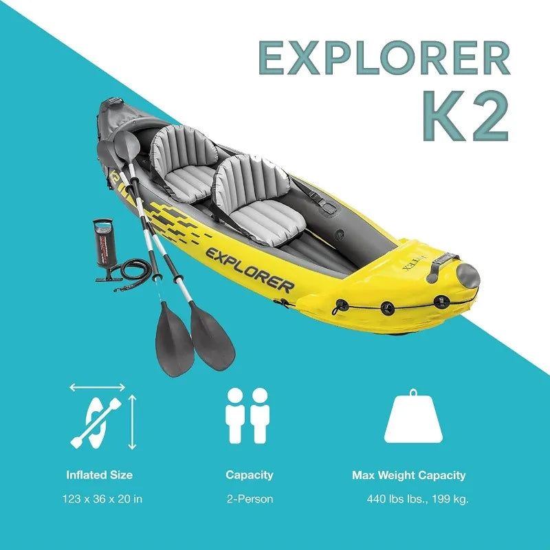 One K2 Inflatable Kayak Set: Oars, Pump