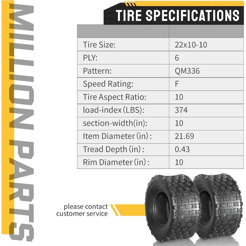 2 Tires 22x10x10 Sport All Terrian Rear
