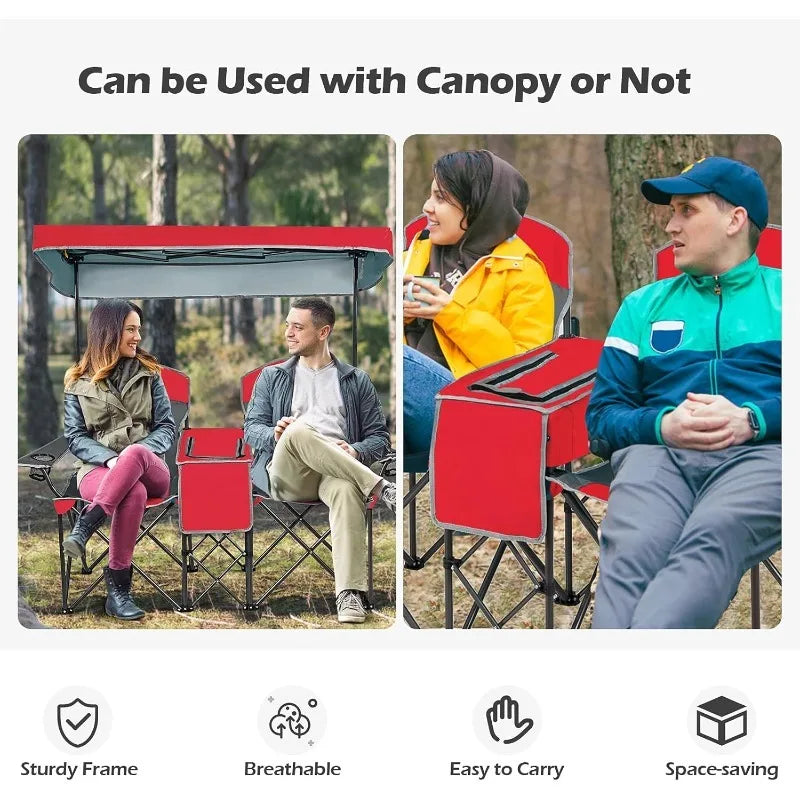 Double Beach Chair, Canopy Shade, Mini Table