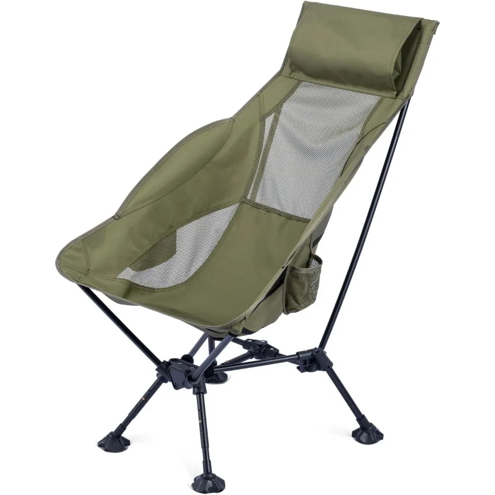 Camping Chair, Ultra Light and Compact Folding Beach Chair with Anti Sinking Feet, Triangular Frame High Backrest