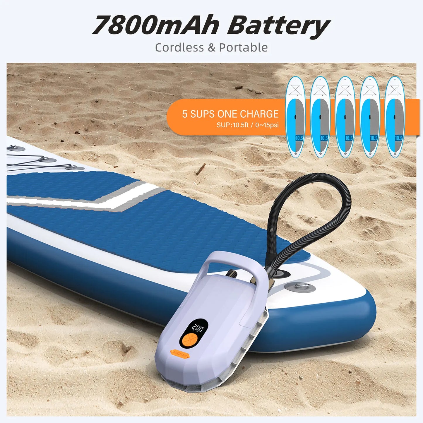 Air Pump with Battery 7800 mAh 20 PSI