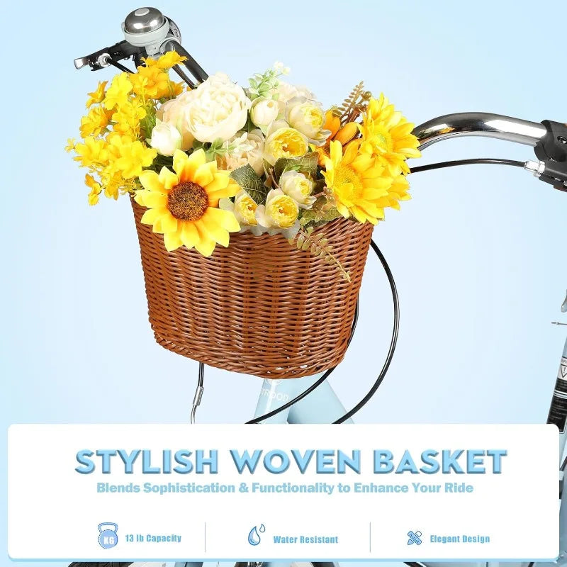 26 Inch Folding Beach Cruiser Bike for Women, 7-Speed Ladies Bike with Basket & Rack, Perfect for City Commuting's Bicycle