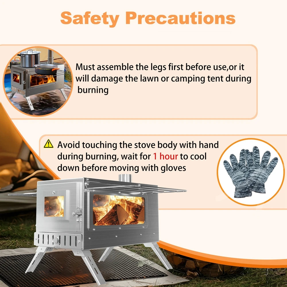 Portable Camping Wood Burning Stove Stainless Steel