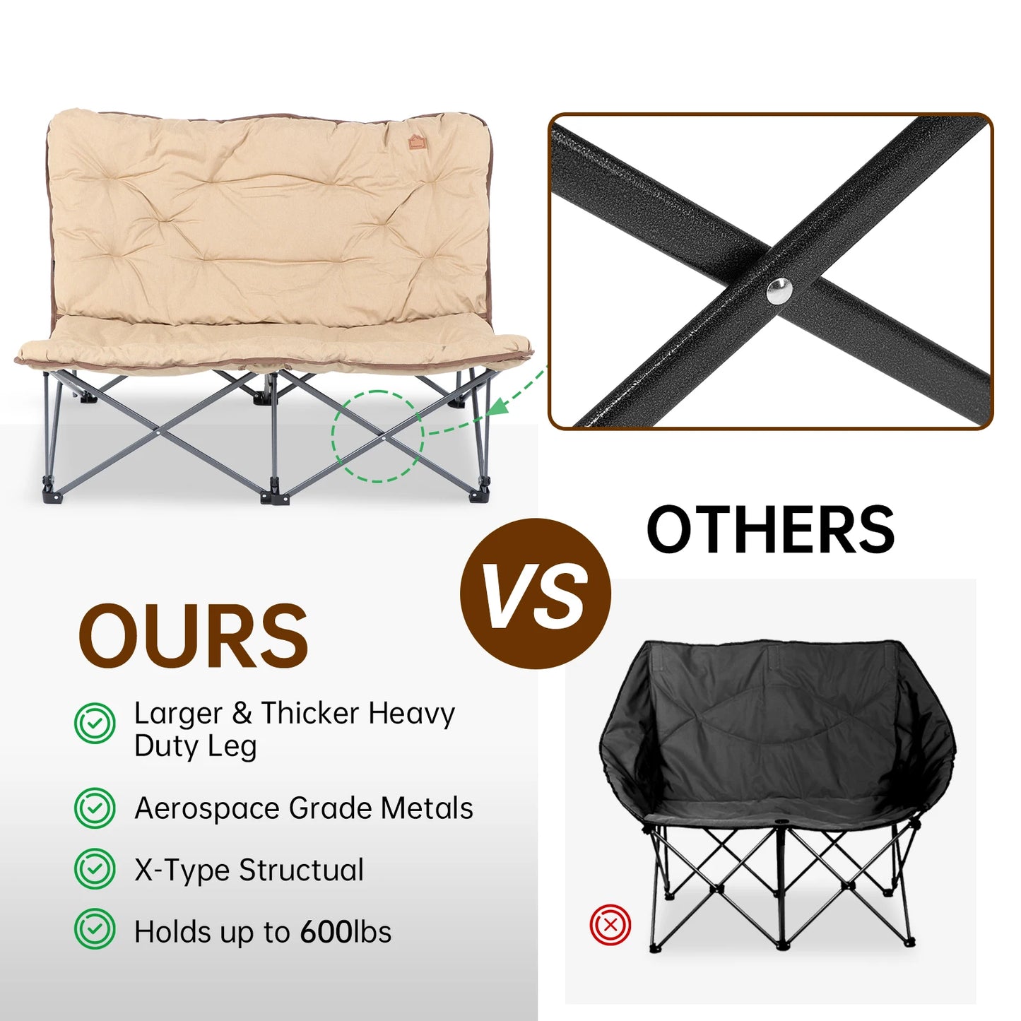 Oversized Butterfly Chair for 2, Support 300 lbs