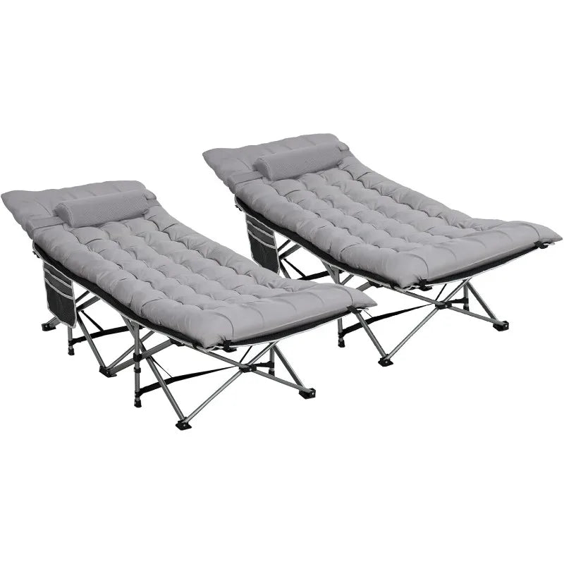 2 Pack Wide Folding Cots, Pillow,Matress