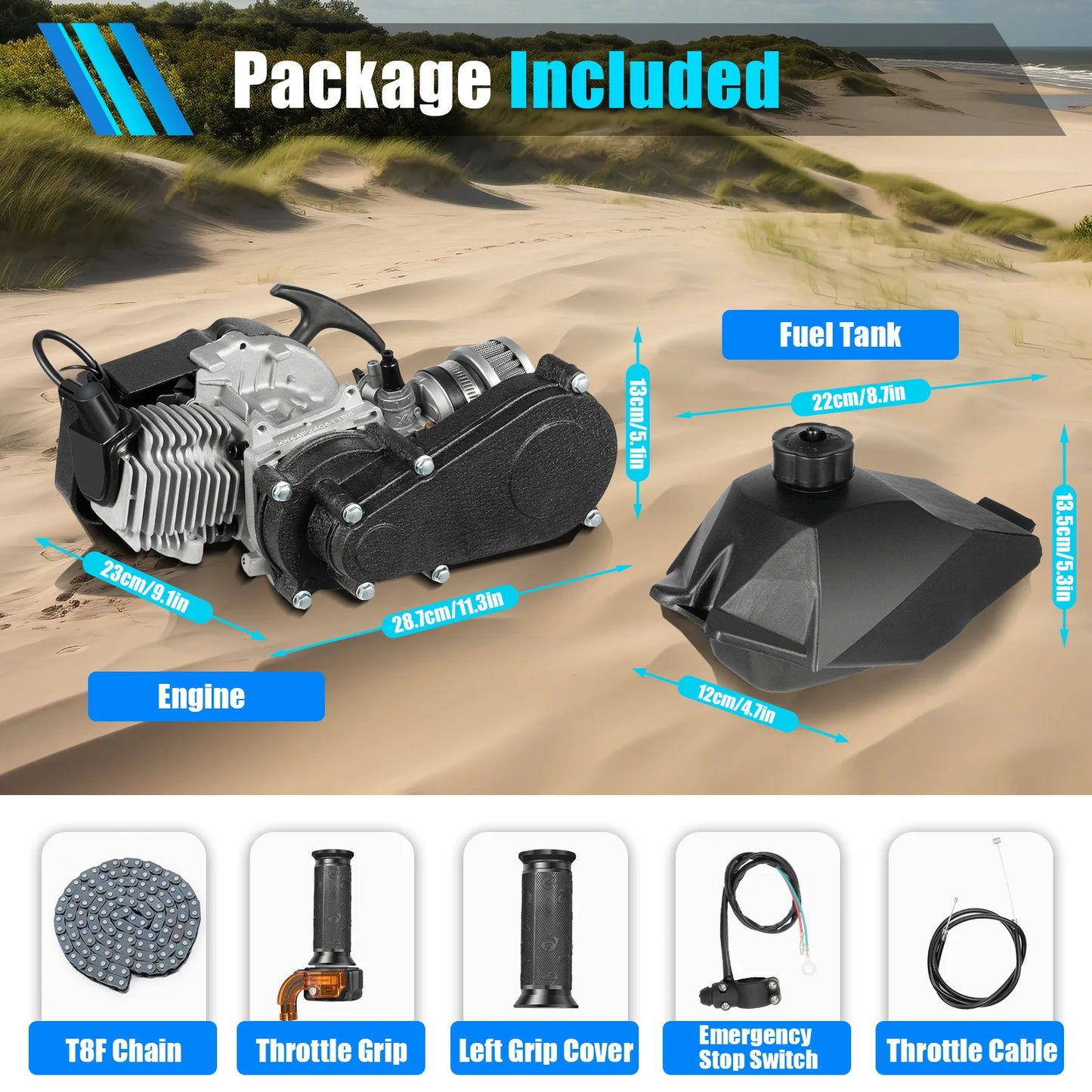 49CC Pull Start Engine Motor Gear Box