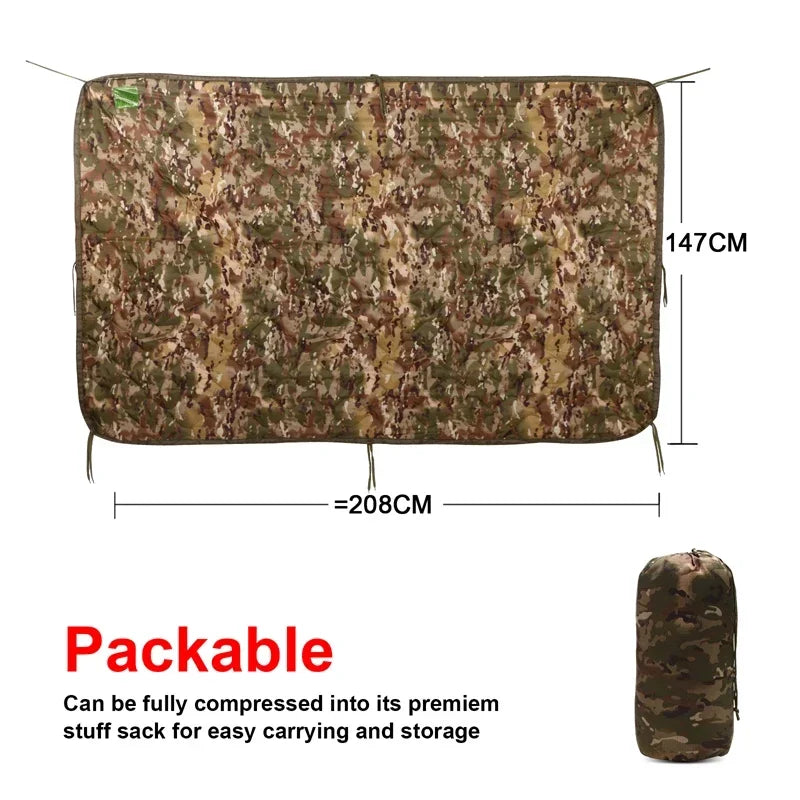 Poncho Liner Camouflage Water Repellent Quilted Blanket