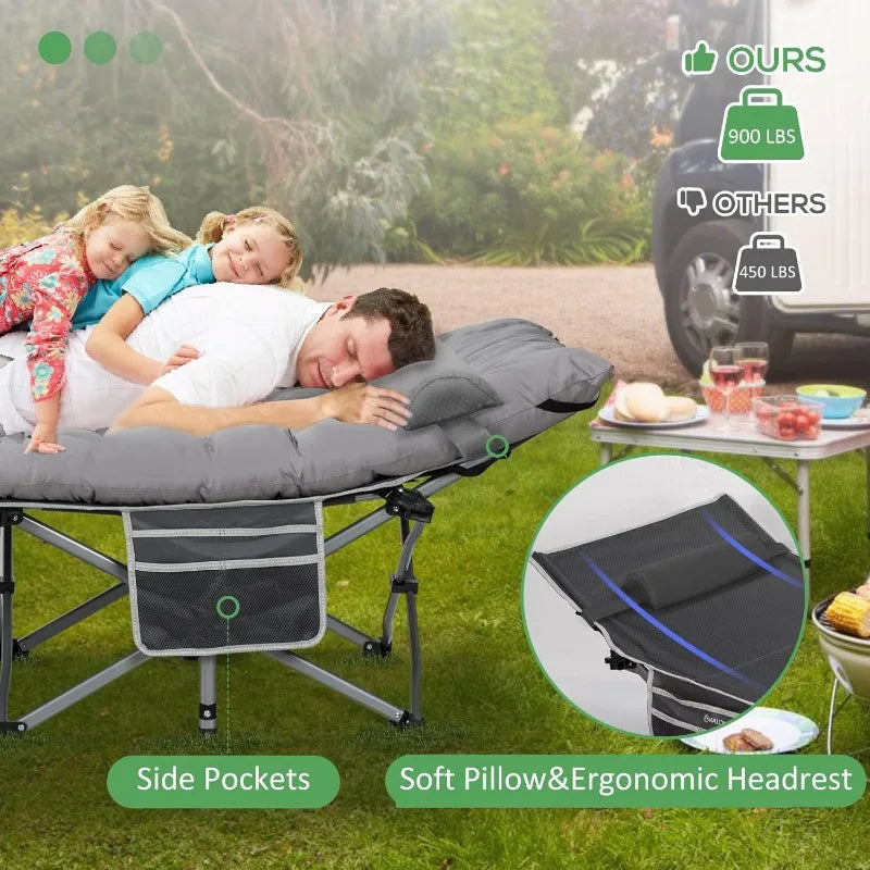 2 Pack Wide Folding Cots, Pillow,Matress
