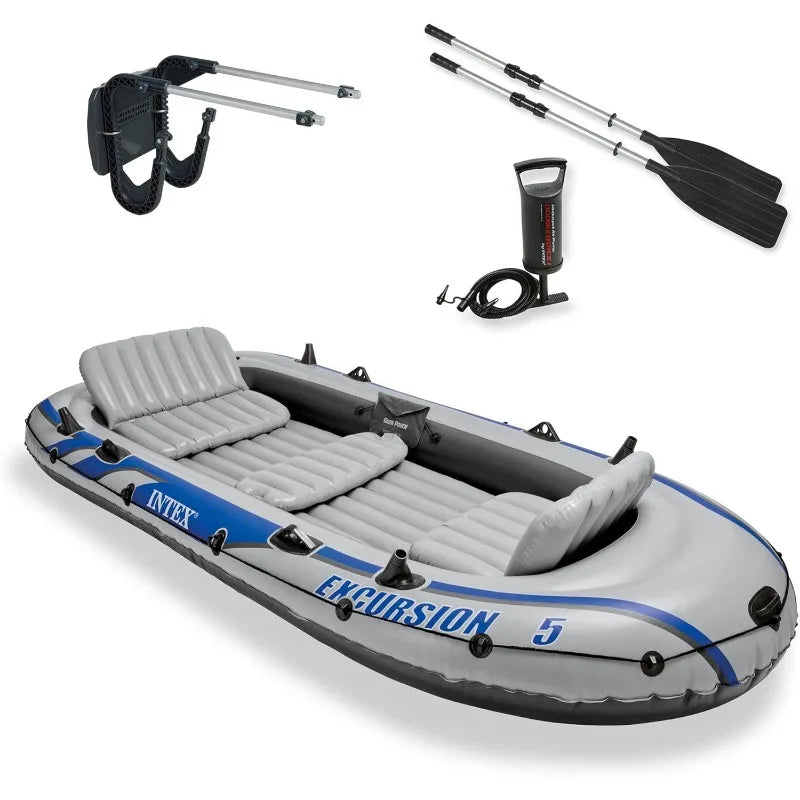 Inflatable Boat, Oars, Pump, Composite Motor Mount