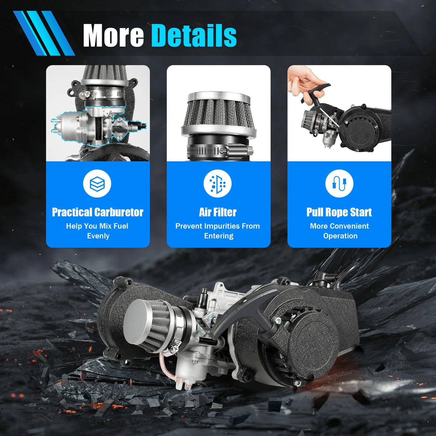 49CC Pull Start Engine Motor Gear Box