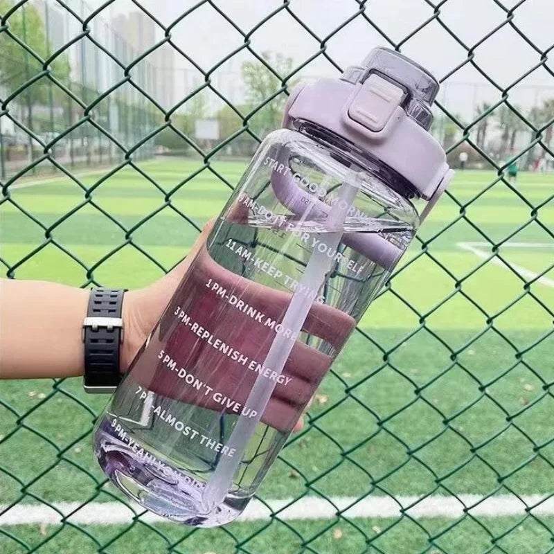 2 Liter Water Bottle with Straw Portable