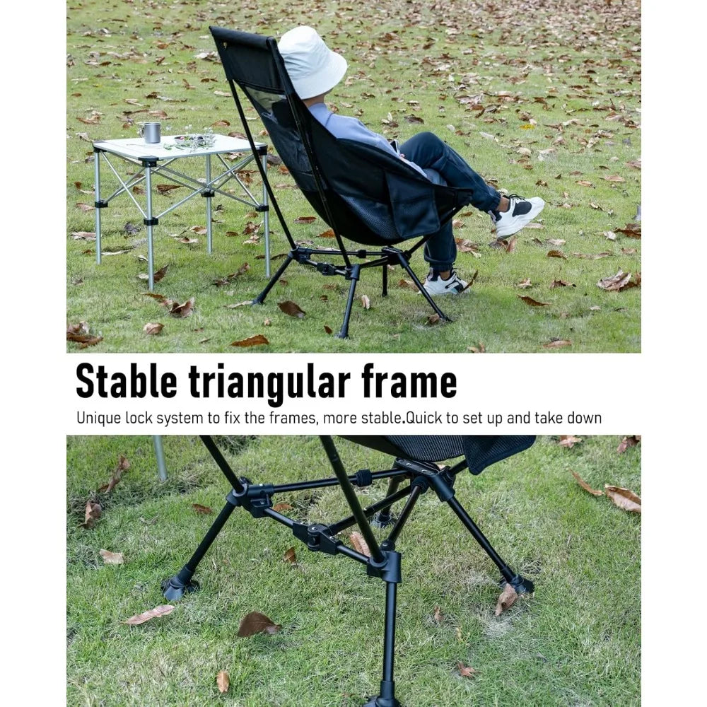 Camping Chair, Ultra Light and Compact Folding Beach Chair with Anti Sinking Feet, Triangular Frame High Backrest