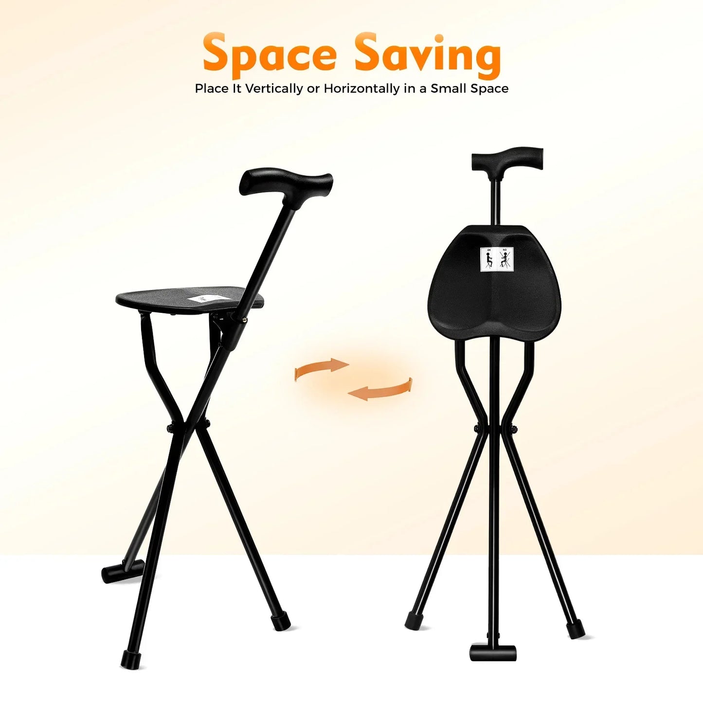 Folding Seat Walking Cane 249 lbs. load
