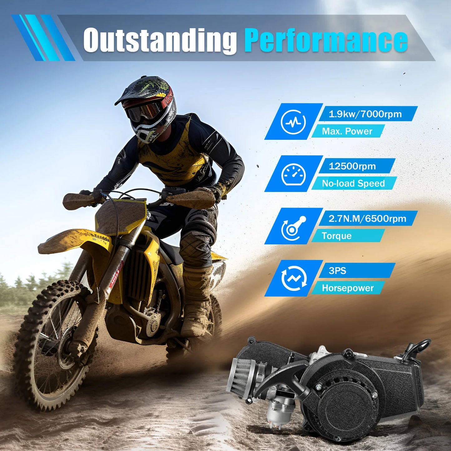 49CC Pull Start Engine Motor Gear Box