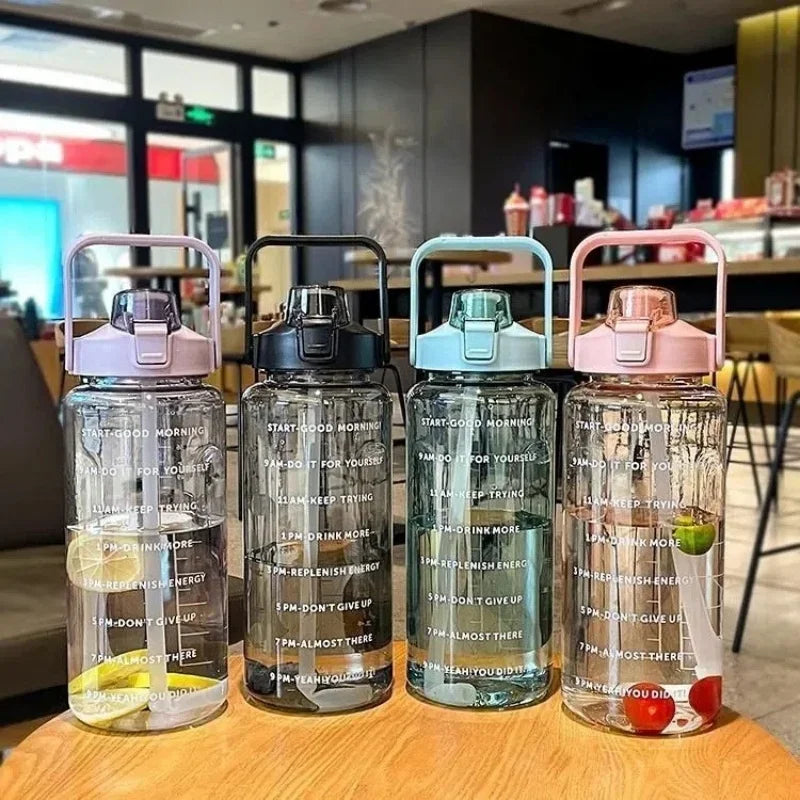 2 Liter Water Bottle with Straw Portable