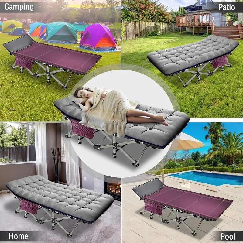 2 Pack Folding Camping Cot W/Mattress