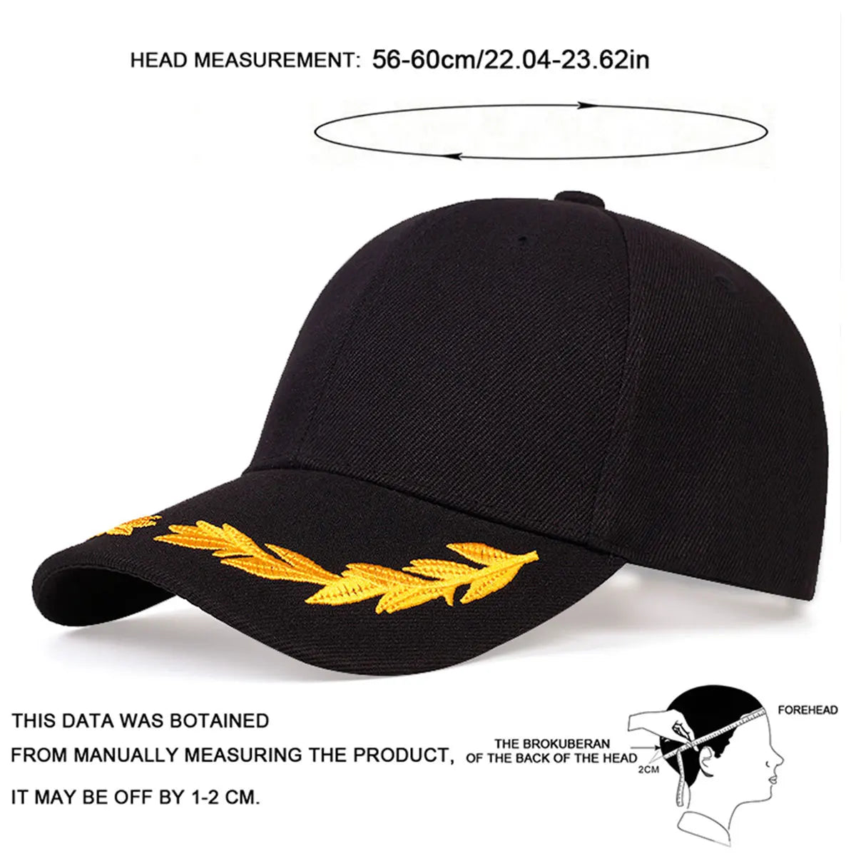Wheat Embroidered Baseball Cap Outdoor Adjustable Hat