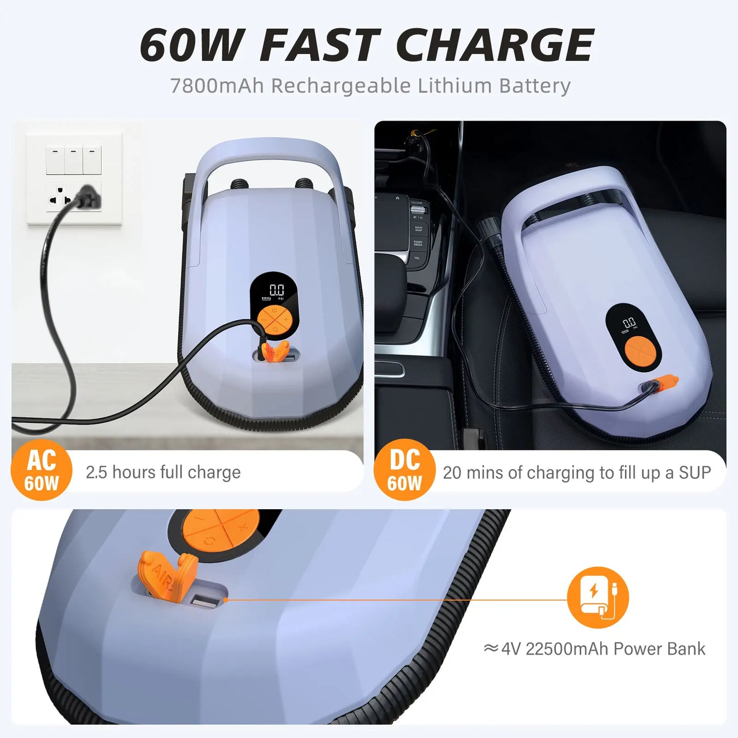 Air Pump with Battery 7800 mAh 20 PSI