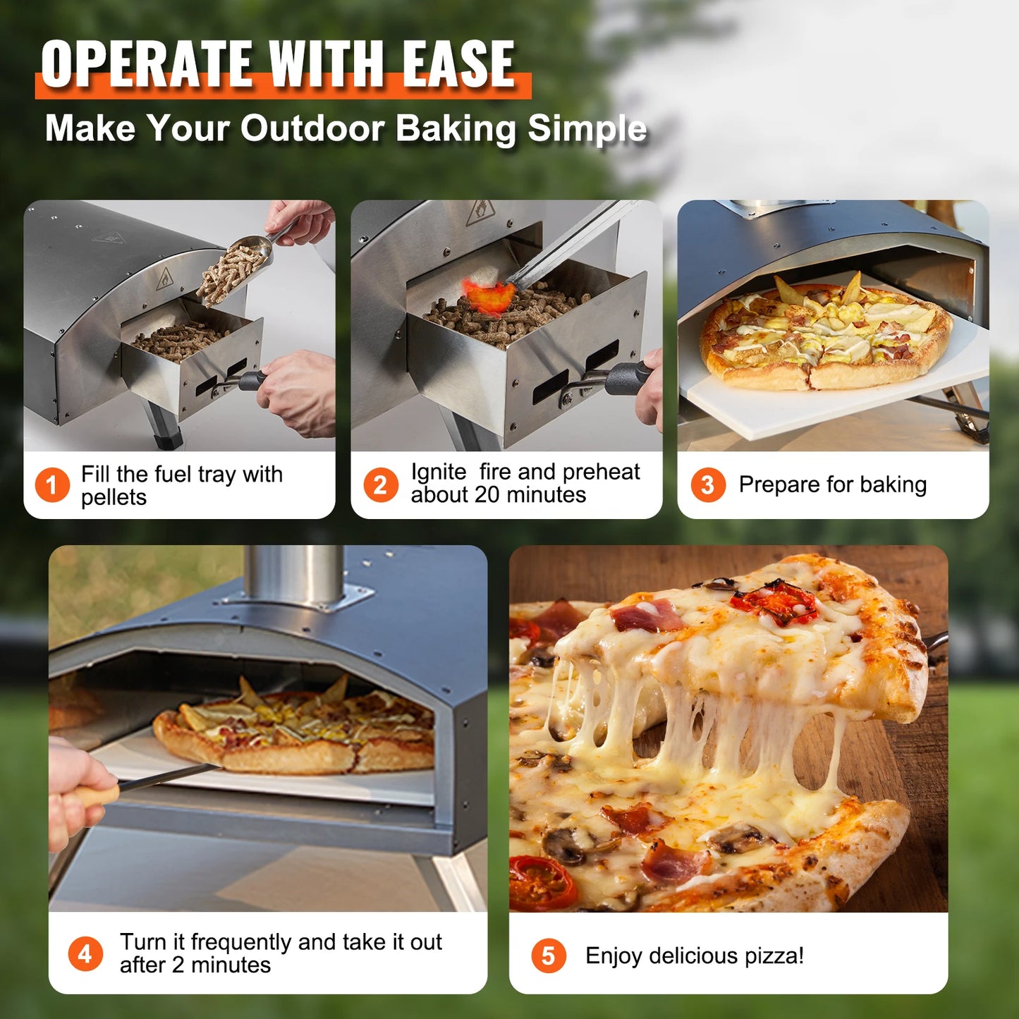 Portable Charcoal Stainless Steel Grill Pizza Oven