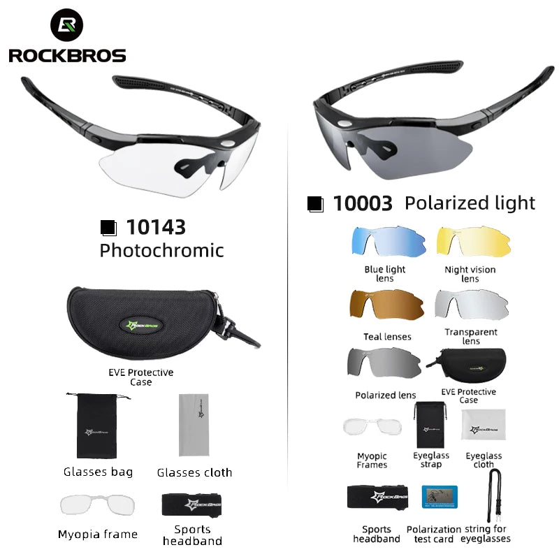 ROCKBROS Photochromic polarized Cycling Sunglasses Myopia Frame