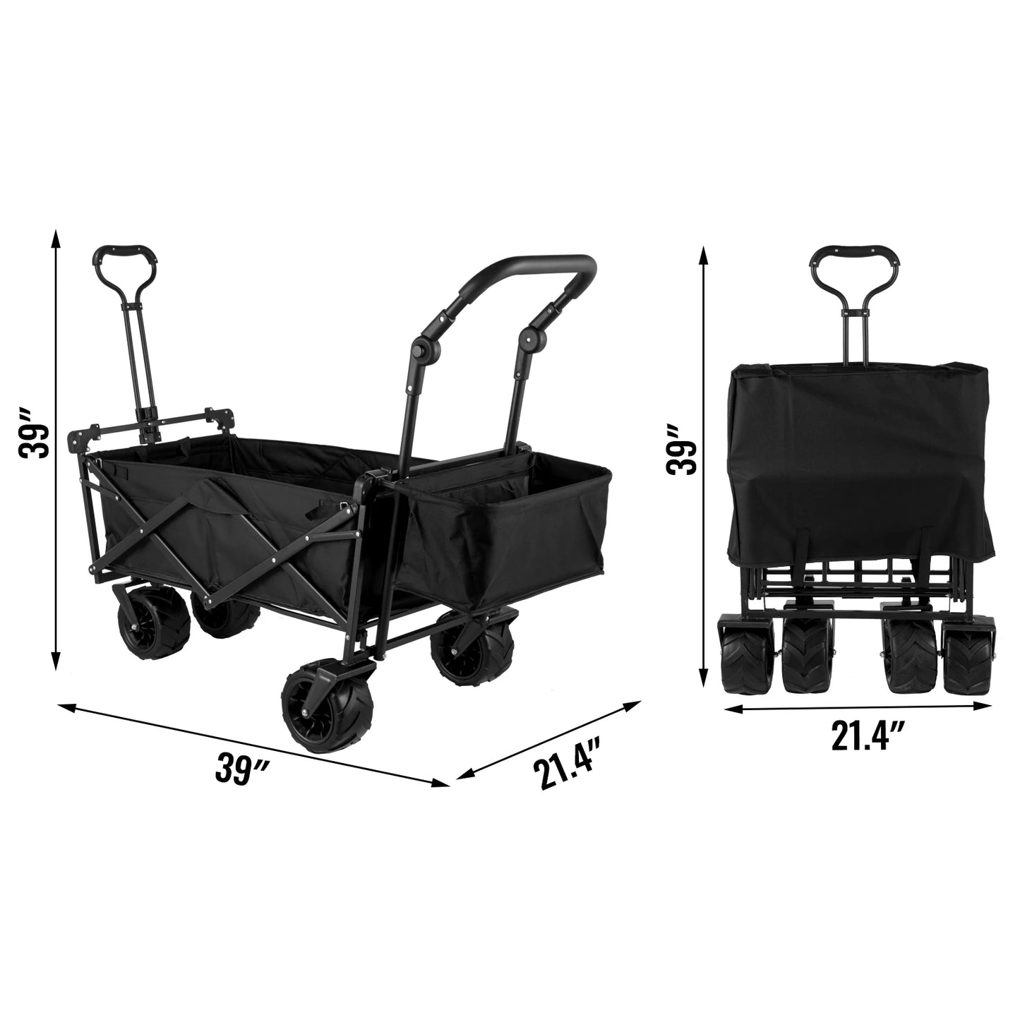 Folding Wagon Adjustable Handle Bar Removable Canopy