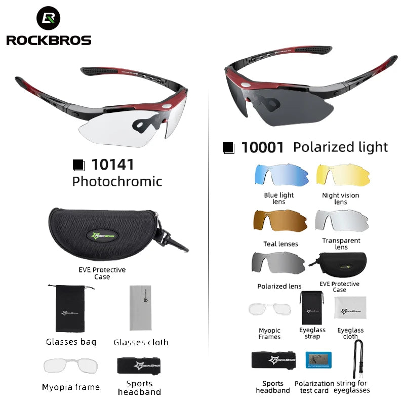 ROCKBROS Photochromic polarized Cycling Sunglasses Myopia Frame