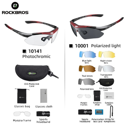 ROCKBROS Photochromic polarized Cycling Sunglasses Myopia Frame