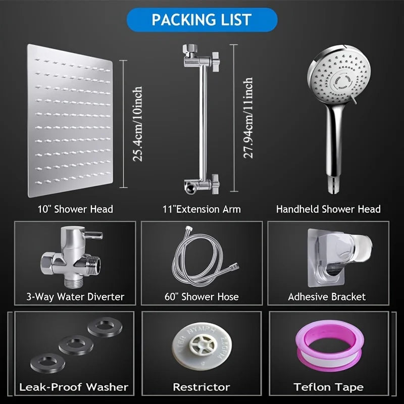 Bathroom chrome plated stainless steel pressurized shower