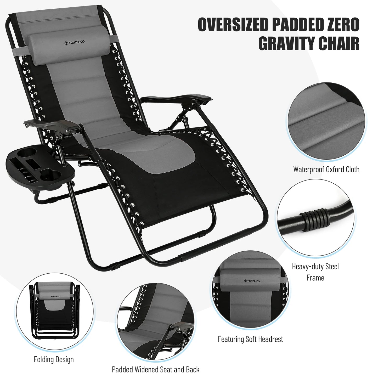 Outdoor Folding Lounge Chair, Adjustable Backrest / Footrest