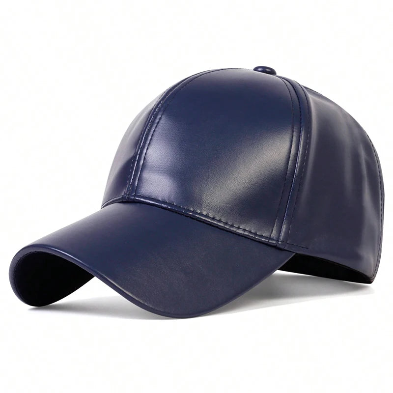 Leather Solid Color Adjustable Baseball Outdoor Cap