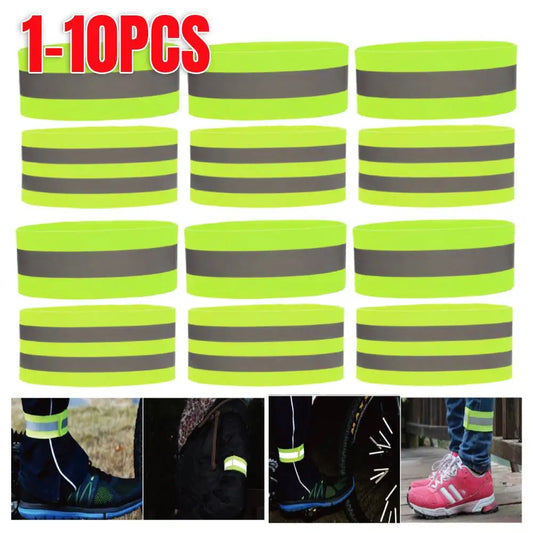 1-10PC Reflective Bands Elastic Armband Wristband Ankle