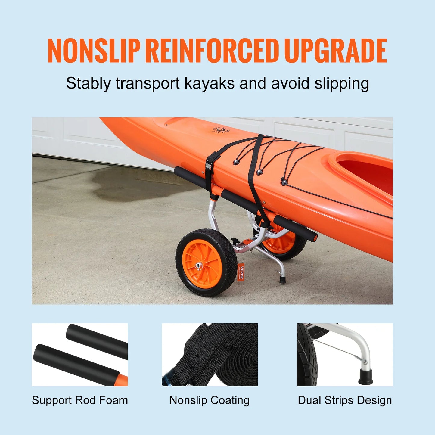 Kayak Cart 450lbs Detachable Canoe Trolley Cart