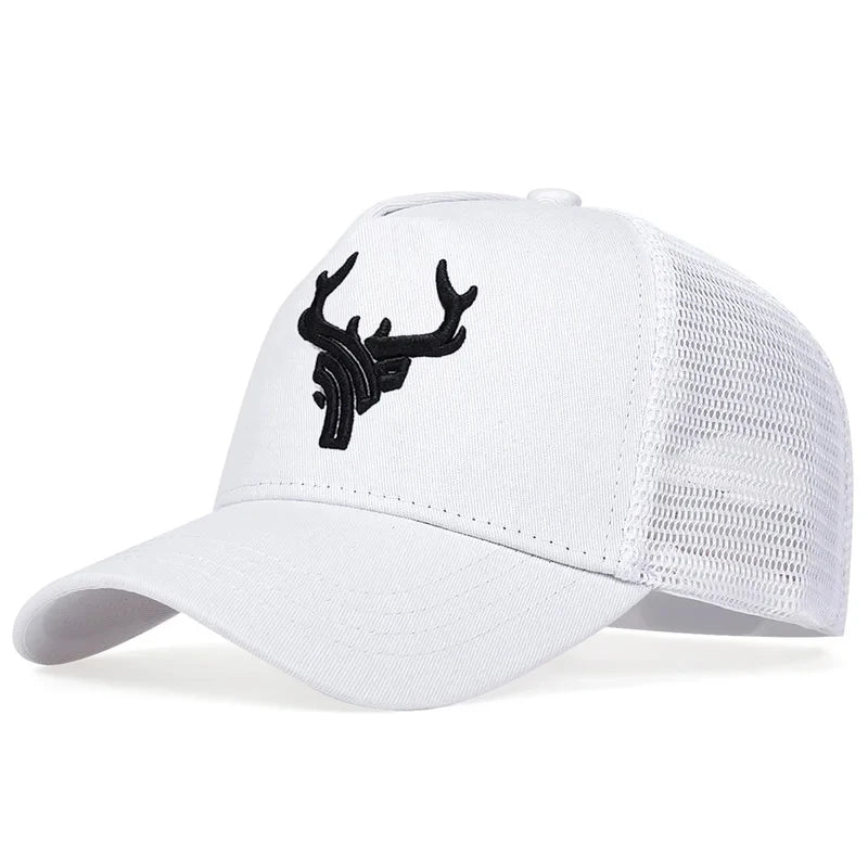 Antlers Embroidery Baseball Mesh Hat Outdoor Adjustable