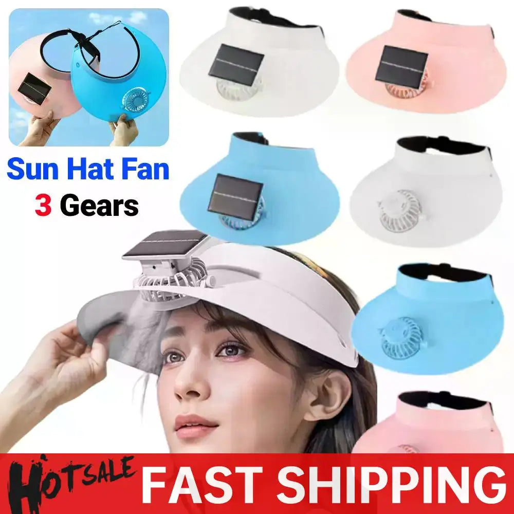Sun Visor Hat, Fan Solar or USB Charging