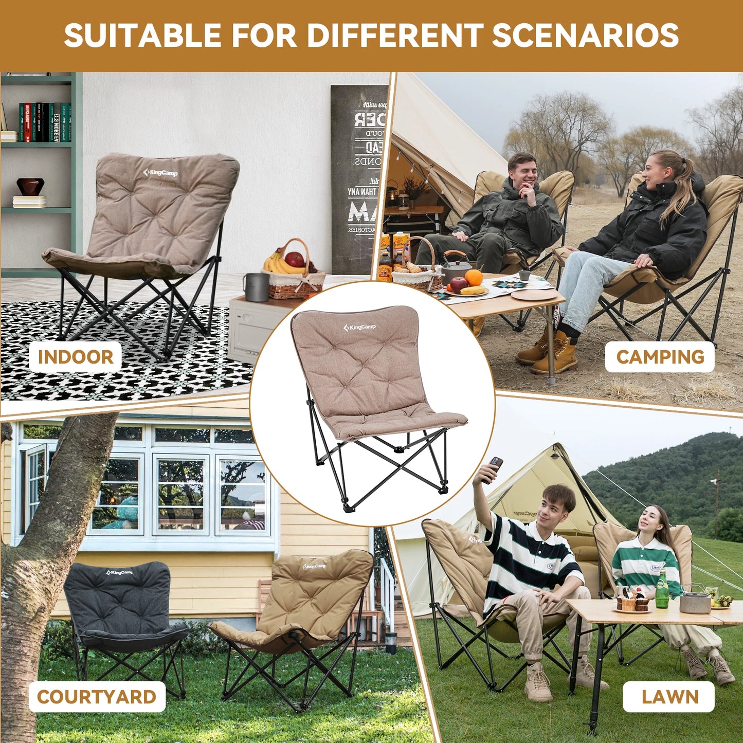 KingCamp Comfortable Butterfly Chair, with Upholstered Seat