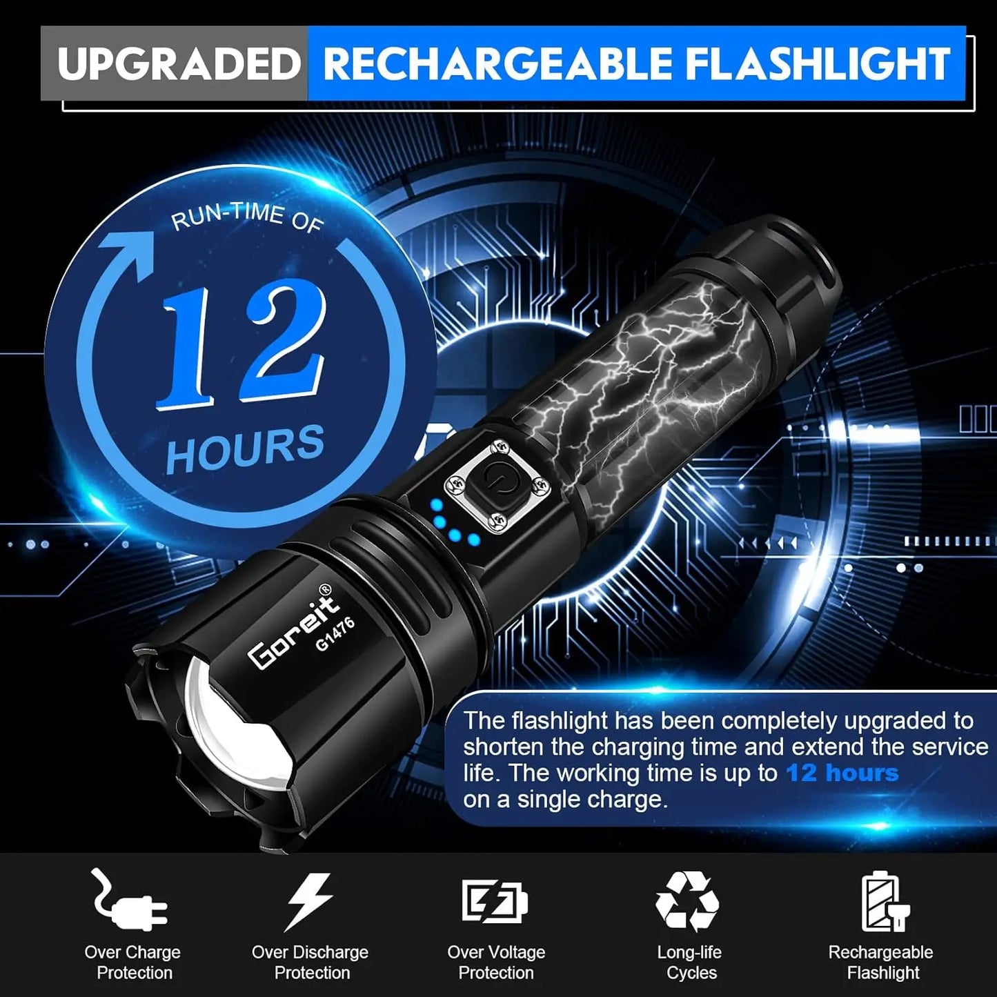 High Lumens Rechargeable, 990000 Lumen Led Flashlights,