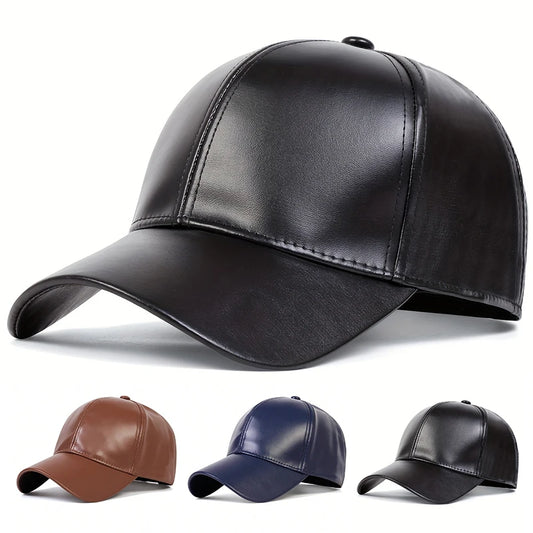 Leather Solid Color Adjustable Baseball Outdoor Cap